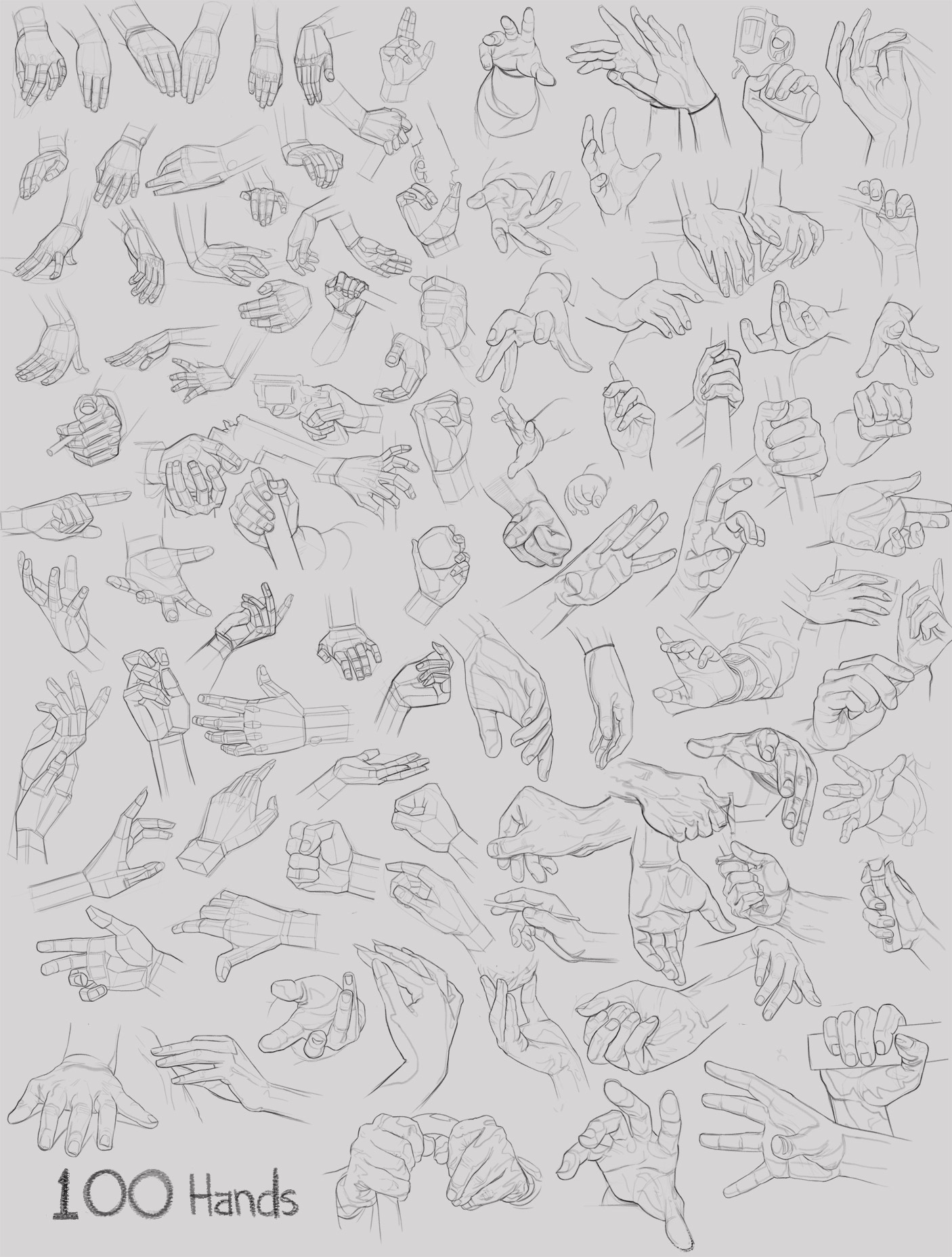 Studies of 100 hands.
